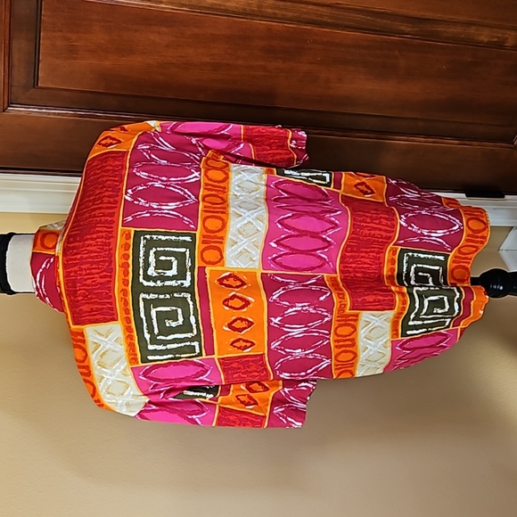 VINTAGE BOBBIE BROOKS BLOUSE LARGE 16/18 SHOULDER PADS RED PINK ORANGE GREEN L - Picture 7 of 8